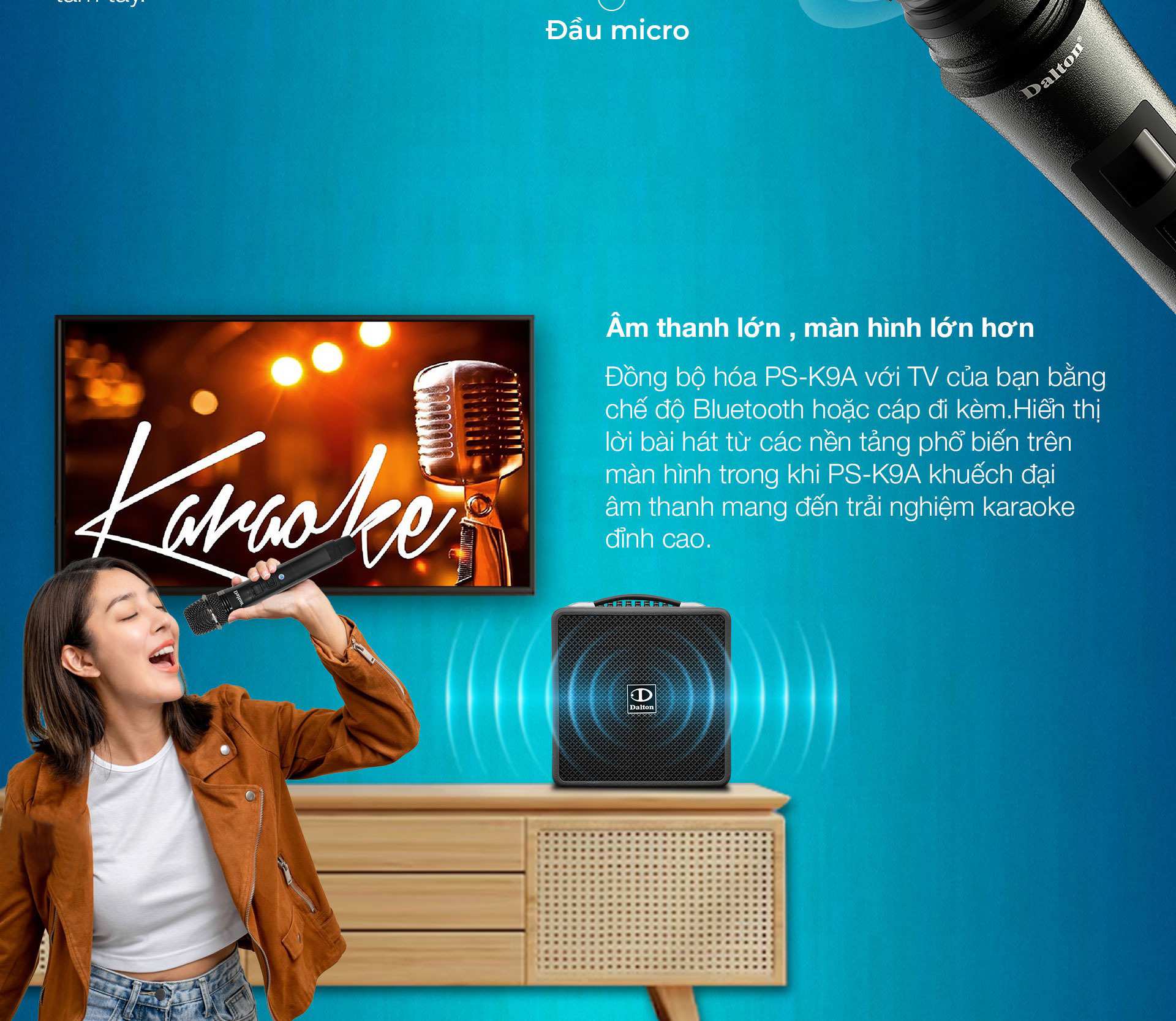 Loa xách tay Karaoke 250W Dalton PS-K9A